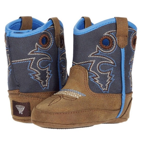 Baby Buckers Other - Twister Infant Baby Bucker Ben Brown and Navy Round Toe Cowboy Boots